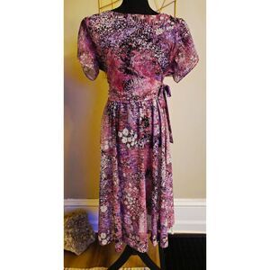 Gorgeous Vintage Lady Carol Floral Midi Dress - Cottagecore Impressionist Print